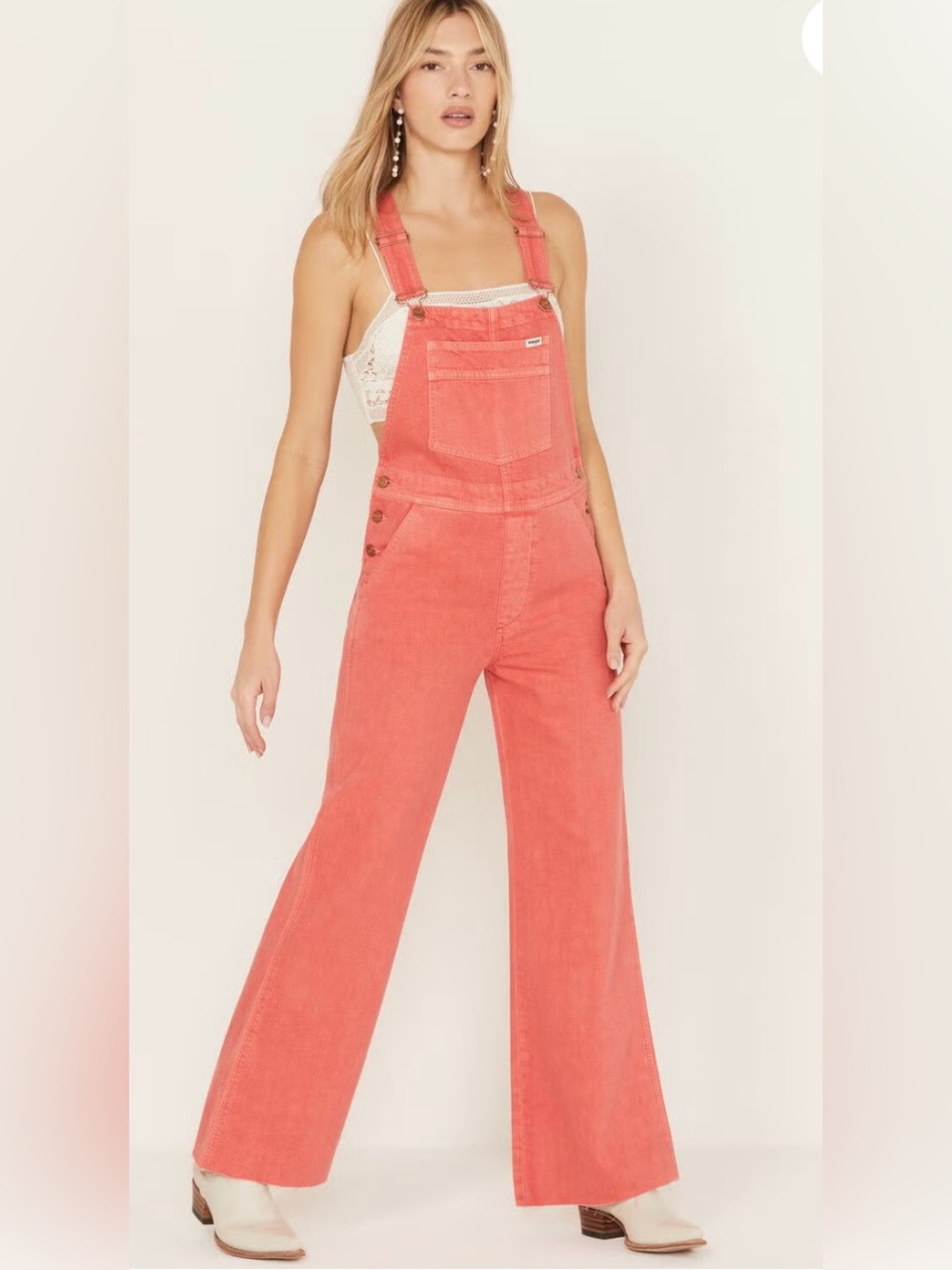Wrangler Coral Wide-Leg Denim Overalls